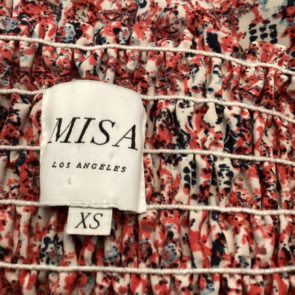 Misa Los Angeles Smocked Waist Ruffle Tiered Skirt Size XS Xsmall Fringe Trim - Picture 5 of 7